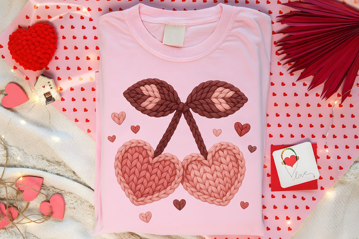 Faux Crochet Valentines Day Cherry, an Illustration by Canvas Craft (Photo 3 of 7)