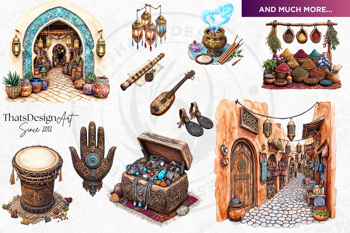 Morocco Travel clipart Set, a Decorative Illustration by ThatsDesignArt (Photo 10 of 10)