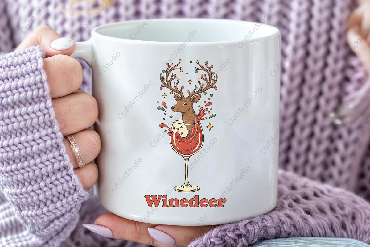 Winedeer Reindeer Christmas Xmas PNG, an Illustration by CraftArtStudio (Photo 3 of 4)