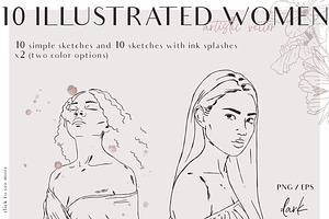 Ethereal Beauty Women Line Art