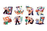Social networks, media concepts set, a Technology Illustration by PaperTrident (Thumbnail 1 of 17)