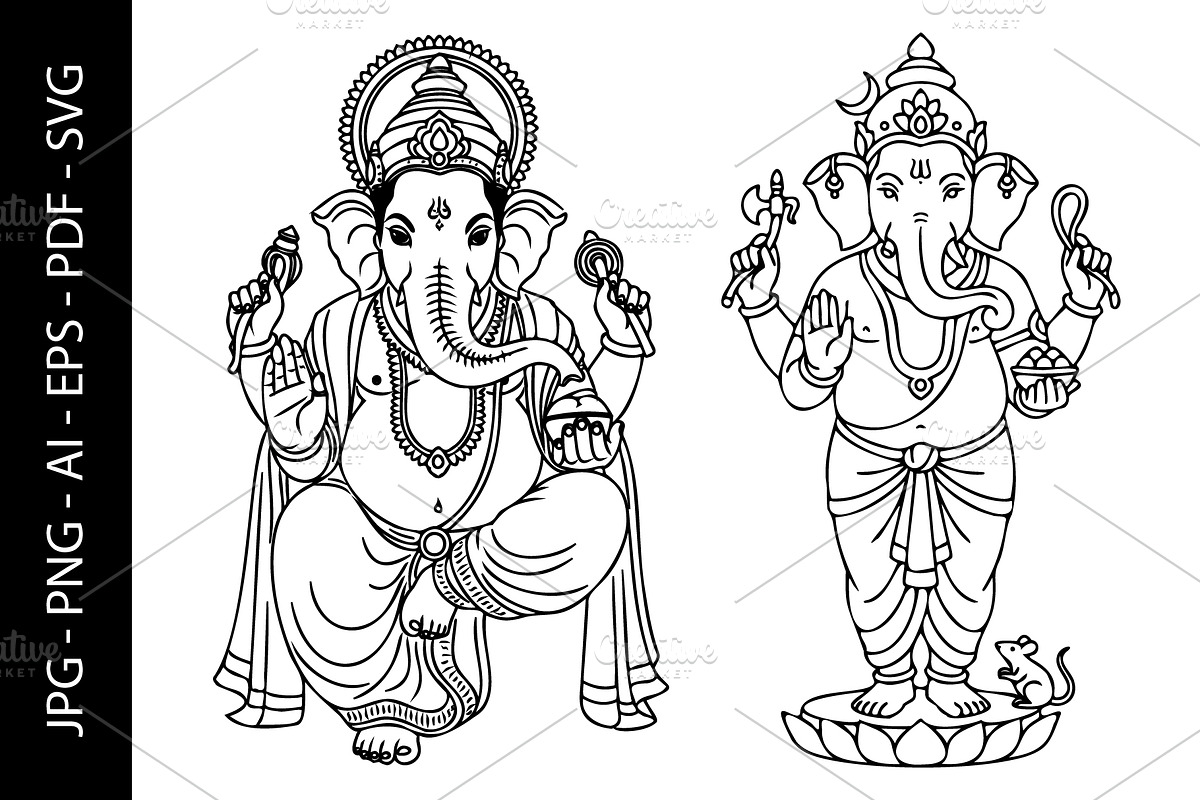 Lord Ganesha Line Art Bundle, an Object Graphic by nandinigraphics (Photo 1 of 7)