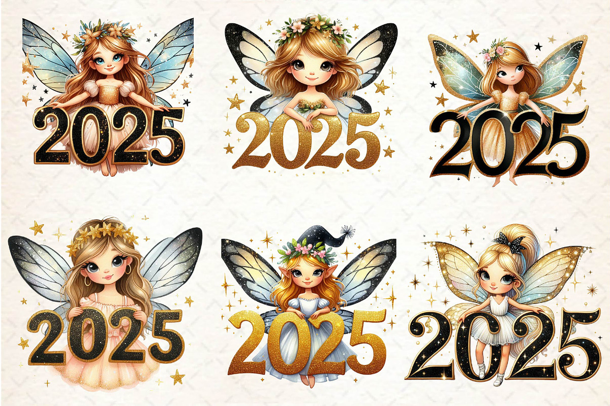 New Year Fairy Girls Clipart, an Illustration by CreationArt (Photo 2 of 4)