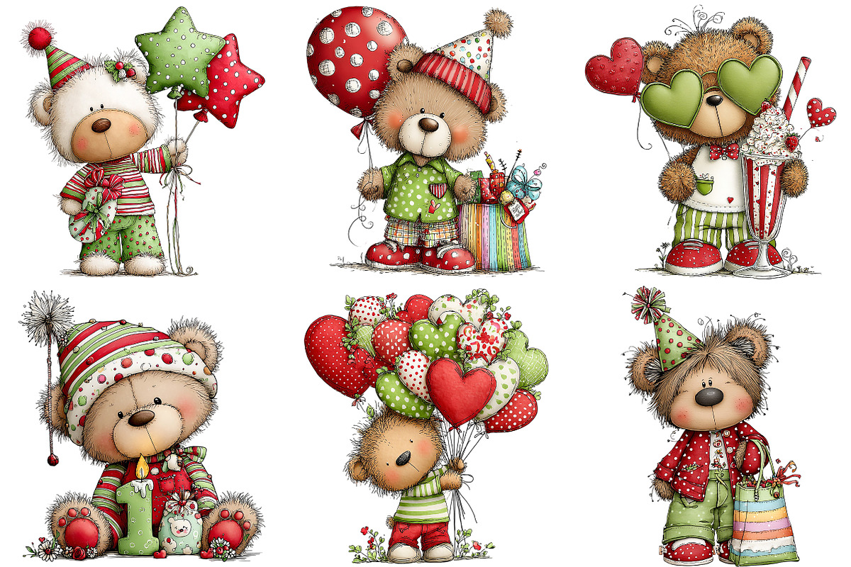 Whimsical Birthday Teddy Bear PNG, an Illustration by Craft Nest (Photo 8 of 11)