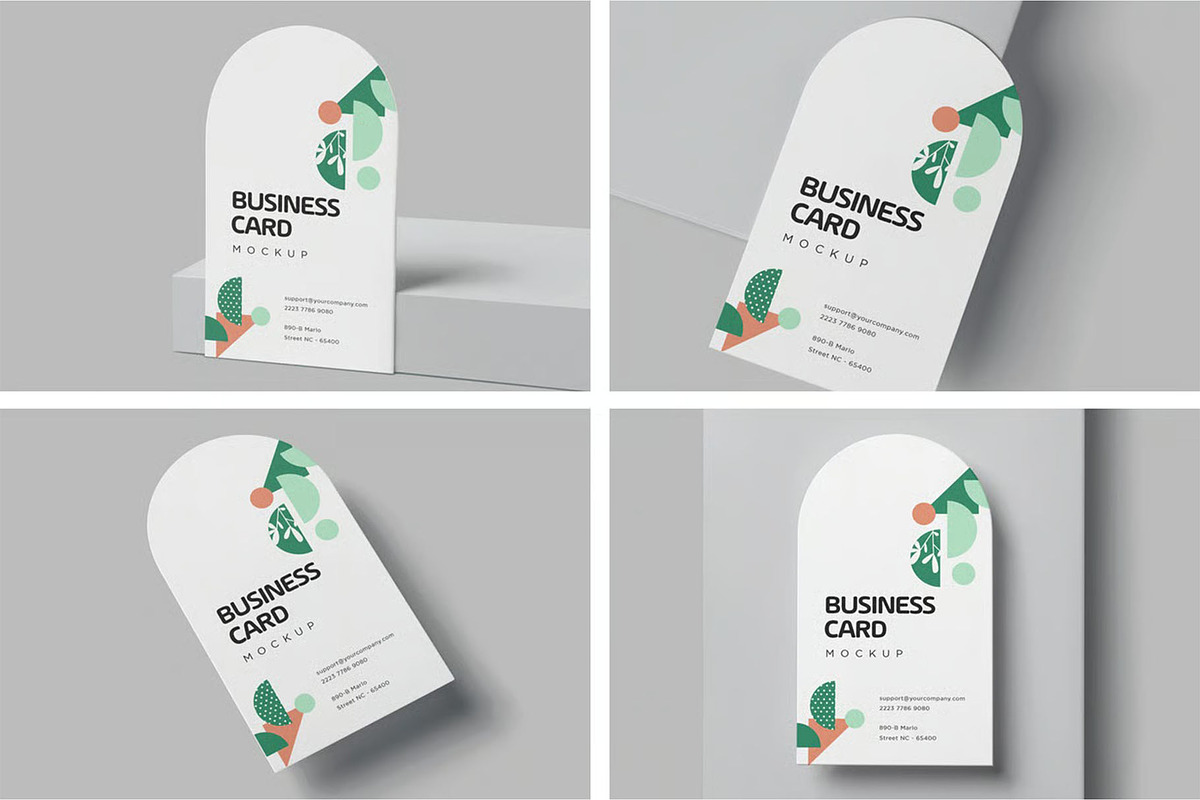 Arched Shape Business Card Mockups, an Advertising Mockup by megostudi0 (Photo 1 of 6)