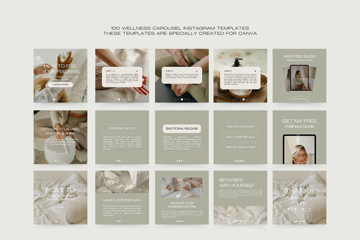 100 Wellness Carousel Templates, a Social Media Template by Instprofi | Studio Estimo (Photo 3 of 7)