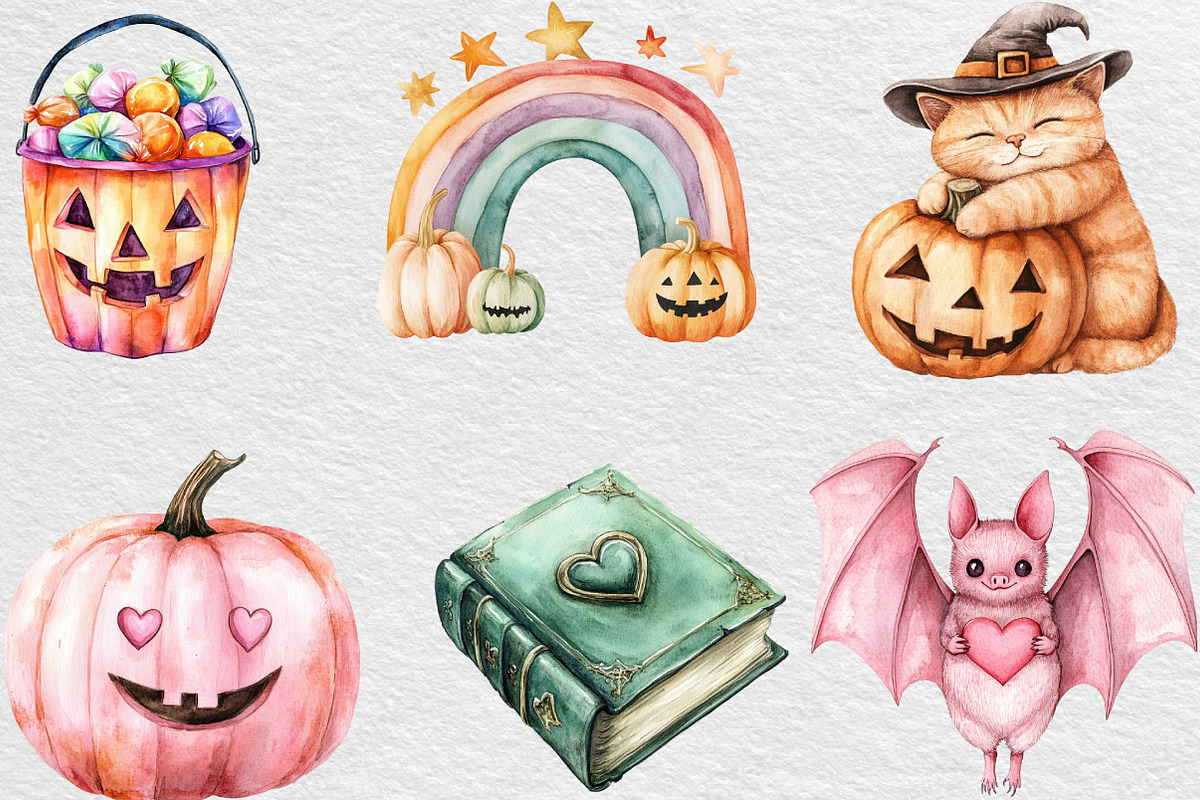 Pastel Halloween Cute Clipart, an Illustration by Black Bird Studio (Photo 4 of 6)