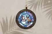 Stained Glass Snowman Deer Ornament, a Seasonal Illustration by CrexoraLab (Thumbnail 3 of 3)
