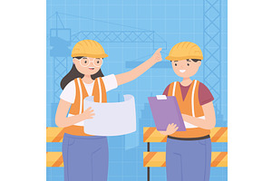 construction engineers workers, a Person Illustration by studiogstock