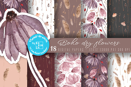 BOHO Fall Wildflowers Digital Papers