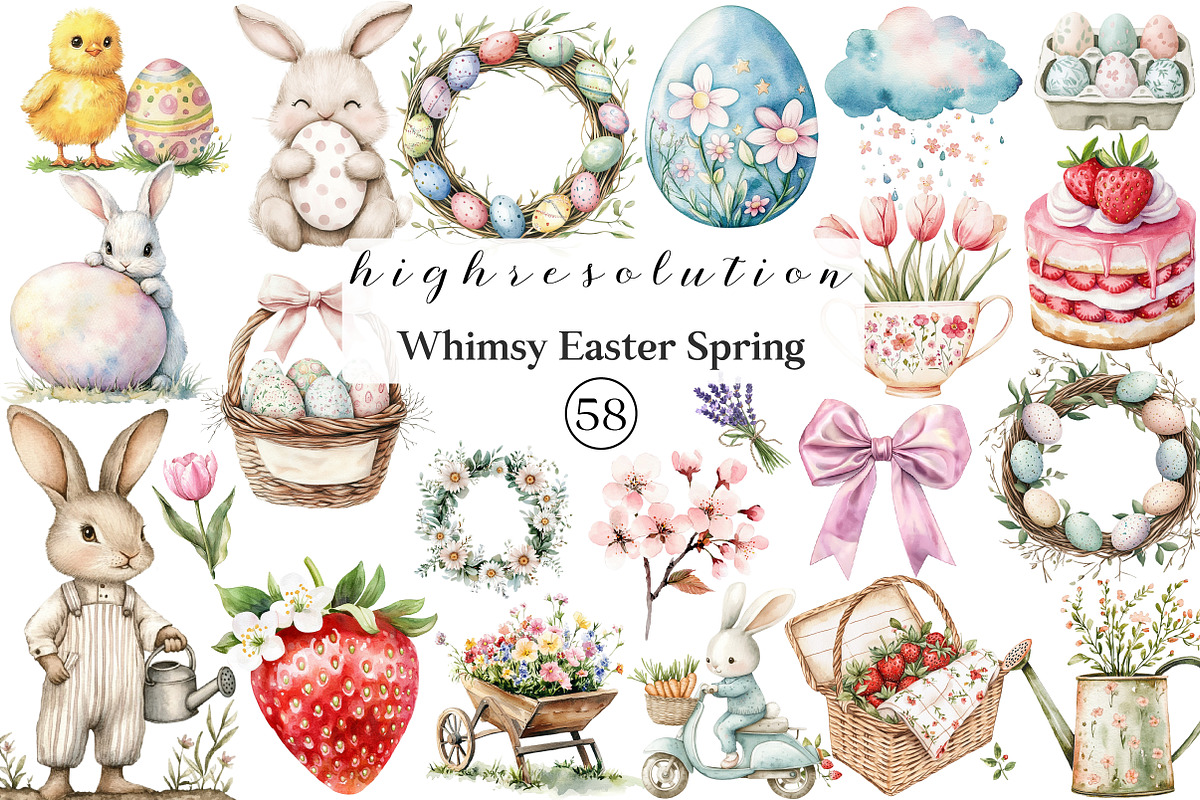 Whimsy Easter, Spring Illustrations, an Illustration by DreamCafeArt (Photo 1 of 8)