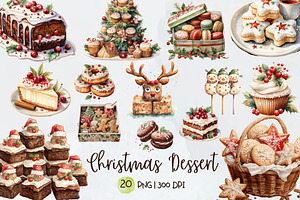 Watercolor Christmas Dessert Set