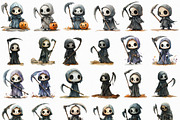 Watercolor Grim Reaper Collection, an Object Graphic by DesignBTF (Thumbnail 2 of 5)