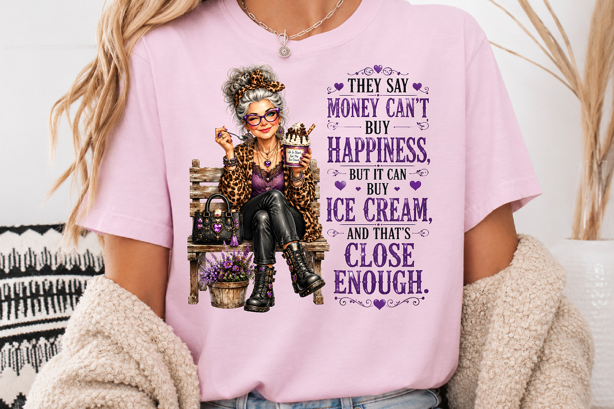 Funny Ice Cream Grandma Quotes PNG, a Person Illustration by Rose Art (Photo 3 of 4)