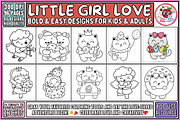 Little Girl Love Coloring Pages, an Object Illustration by EduEnrich (Thumbnail 1 of 3)