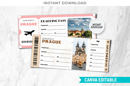 Prague Trip Surprise Gift Ticket, a Design Template by Snapybiz