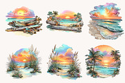 Watercolor Beach Sunset PNG Clipart, a Seasonal Illustration by Designworld (Thumbnail 3 of 8)