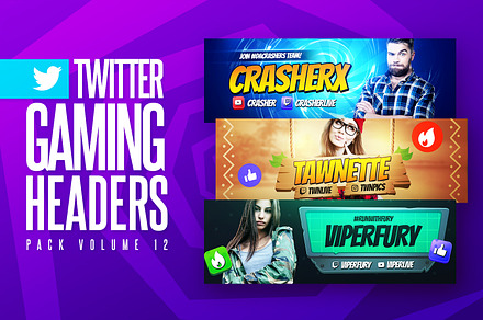Gaming Twitter Headers Pack 12