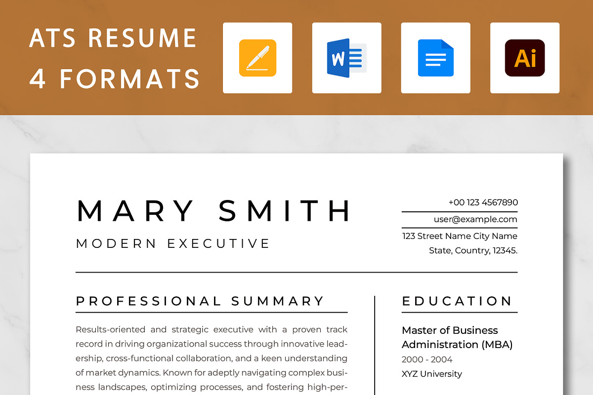 Modern Executive Resume Template, a Resume Template by ResumeInventor (Photo 1 of 9)