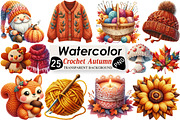Watercolor Crochet Autumn Clipart, an Illustration by Black Bird Studio (Thumbnail 1 of 6)