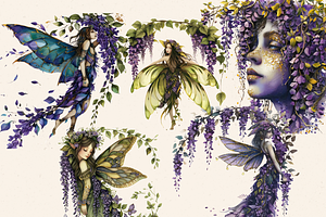 WISTERIA MAGIC FLOWER FAIRY CLIPART