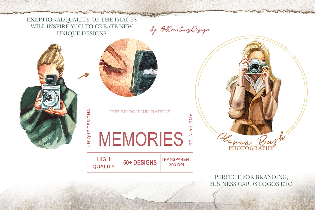 Watercolor Memories Clipart Set, a Person Illustration by ArtCreationsDesign (Photo 5 of 10)