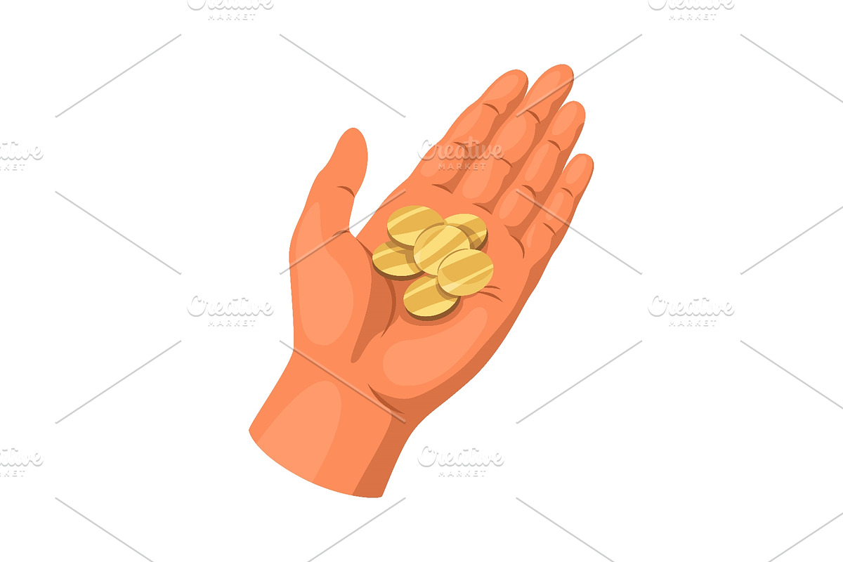 Hand holding gold coins palm, a Finance Illustration by Things for designers (Photo 1 of 3)