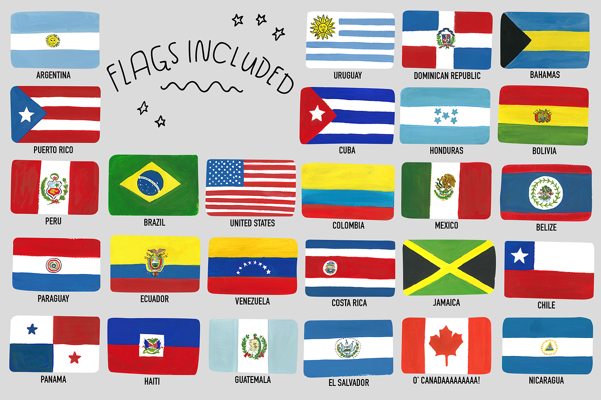 Hand Painted Flags of the Americas, an Illustration by Katrina Junio (Photo 7 of 8)