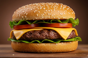 Classic cheeseburger with lettuce, t, a Food & Drink Photo by professorinc