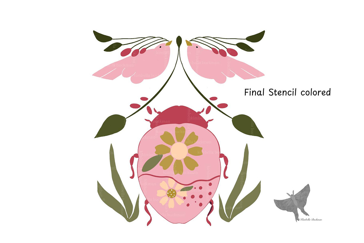 Stencil SVG Beetle and Birds Cricut, a Shape Add-On by Kimbella Buckman Designs (Photo 2 of 3)