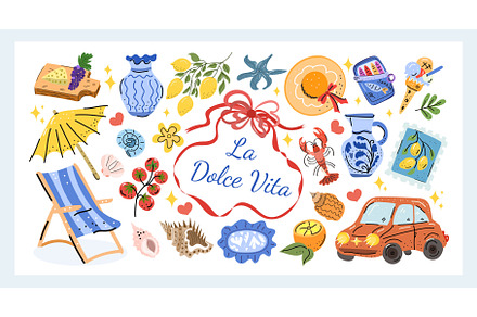 La Dolce Vita Set a bright hand, an Object Illustration by Lucia Fox