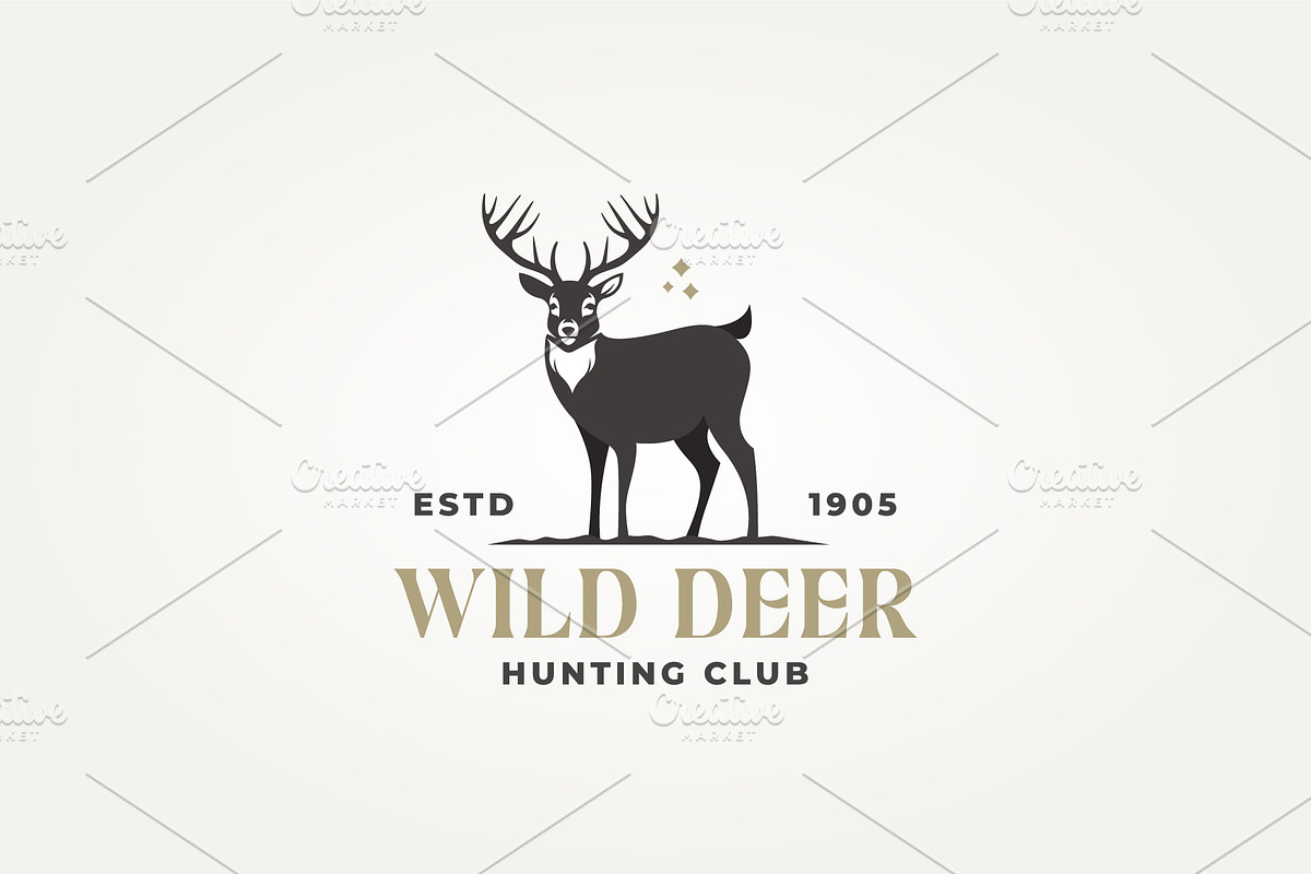 modern wild deer hunting club logo, a Branding & Logo Template by Blazybone