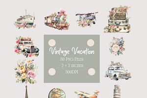 30 Vintage Vacation Png Clipart