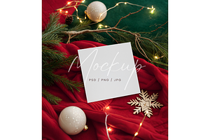 Christmas Square Card Mockup, a Product Mockup by TatiMockup