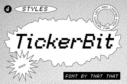 Tickerbit Pixel Font, a Sans Serif Font by That That Creative