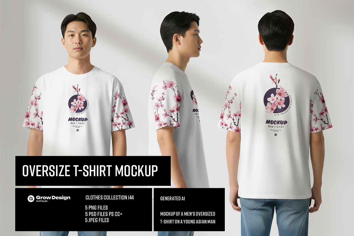 T-Shirt Mockup Asian. Generated Ai, a Shirt Mockup by Grow Design Craft Studio (Photo 1 of 7)
