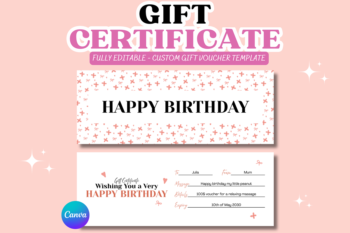 Gift Certificate Canva Template, a Card Template by GraphiCarola (Photo 1 of 8)