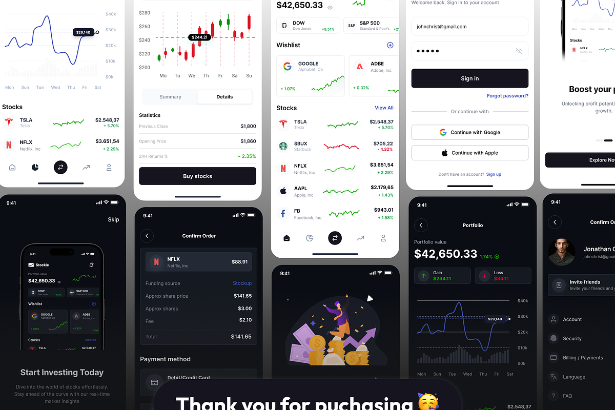 Stokie - Stock Market App UI Kit, an UI Kit Template by Moni Studio (Photo 4 of 4)
