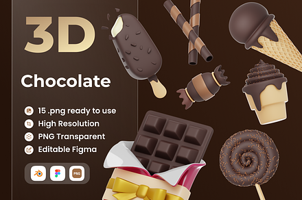 Chocolate 3D Illustration, a Food & Drink 3D Model by Vektora Studio