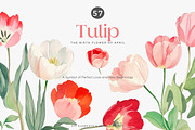 watercolor clipart tulip set, a Decorative Illustration by Patishop Art (Thumbnail 2 of 11)