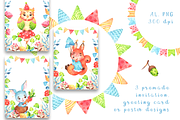 Autumn Woodland Party watercolor set, an Animal Illustration by Tatiana Troian (Thumbnail 7 of 9)