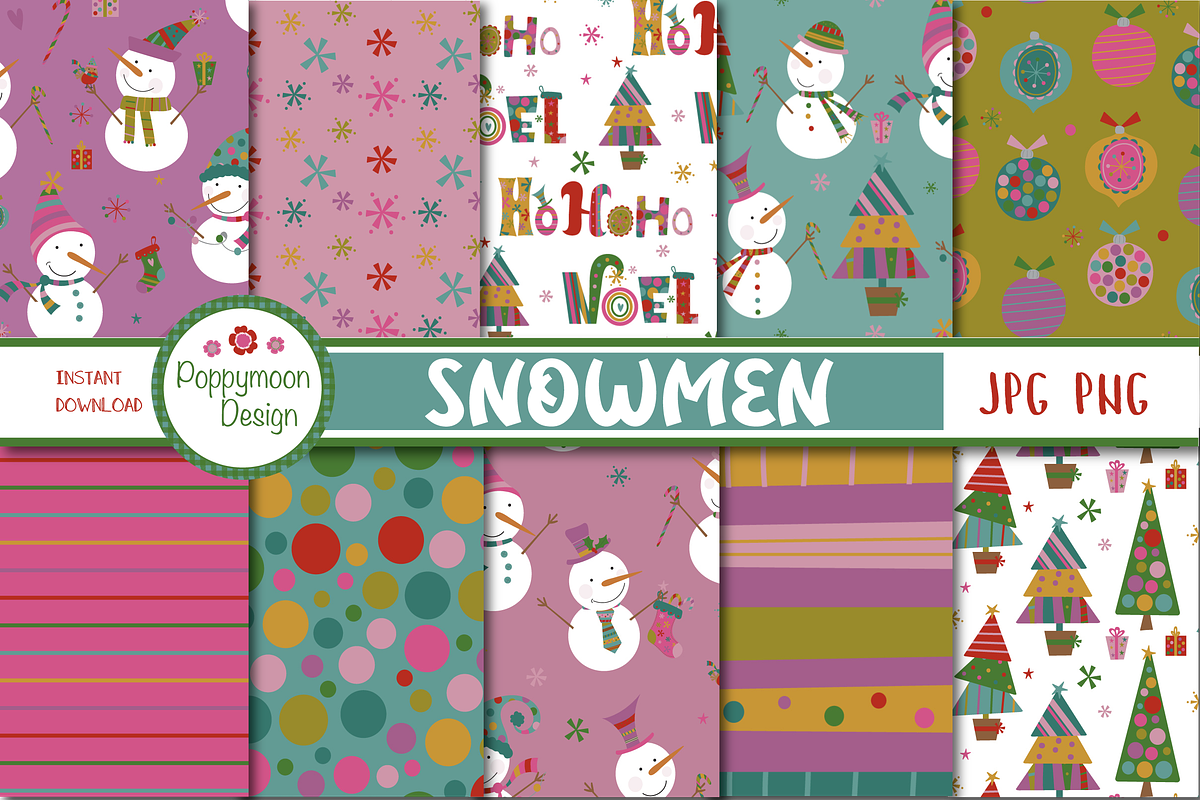Snowmen paper, a Pattern Graphic by Poppymoondesign (Photo 1 of 3)