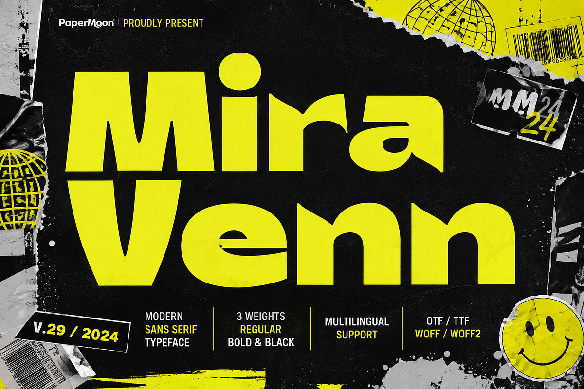 Mira Venn Chunky Sans, a Sans Serif Font by PaperMoon (Photo 1 of 10)