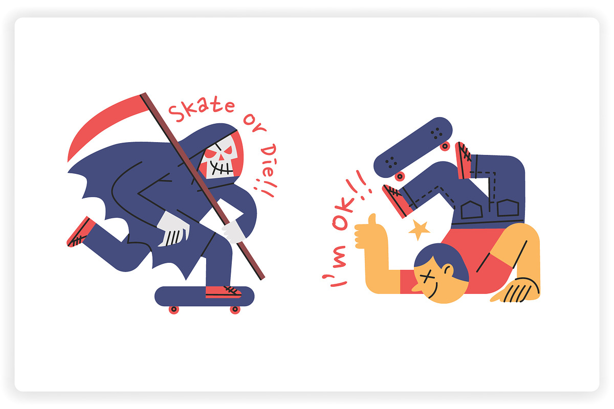 36 Skateboarding Elements x2 Styles, a Graphic by monkik