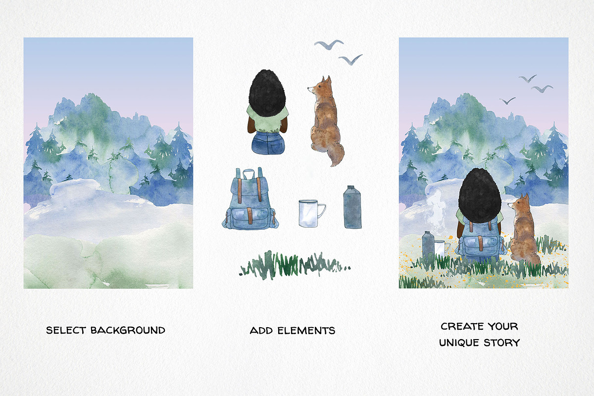 Watercolor travel bundle, summer set, a Person Illustration by LyubovZaytseva (Photo 6 of 20)