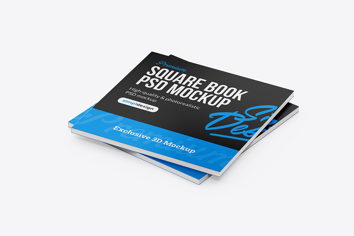 Square Softcover Book Mockup, a Books & Magazine Mockup by SimplDesign (Photo 13 of 13)