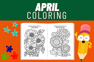 April Coloring Pages - Spring Color, a Templates & Theme by Premium Digital Templates