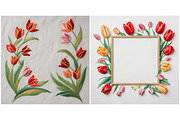 Embroidered flower tulip background, a Background Graphic by IrySha (Thumbnail 2 of 4)