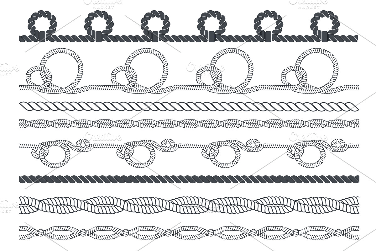 Navy ropes borders. Curved marine, an Animal Illustration by YummyBuum