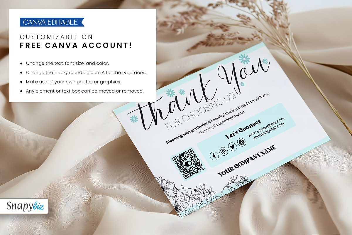 Flower Business Thank You Card, a Card Template by Snapybiz (Photo 6 of 8)